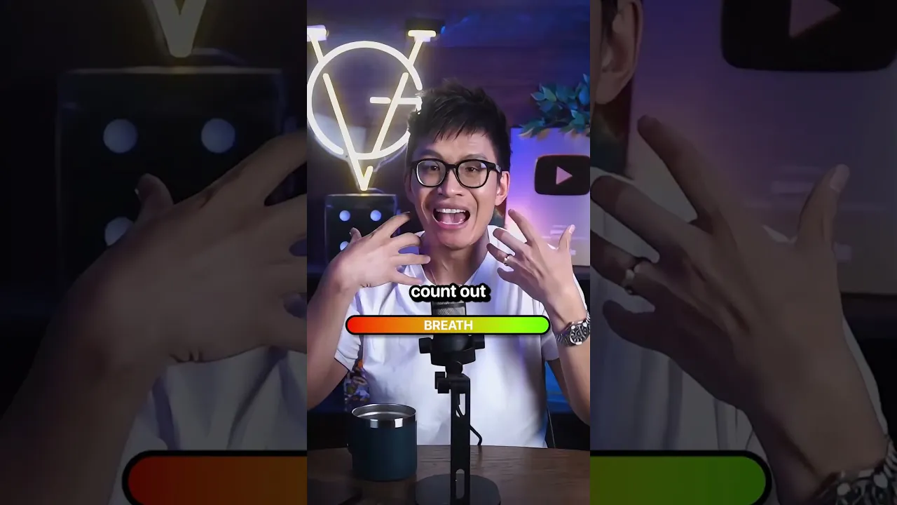 Vinh Giang demonstrating breath control to avoid running out of air when speaking.